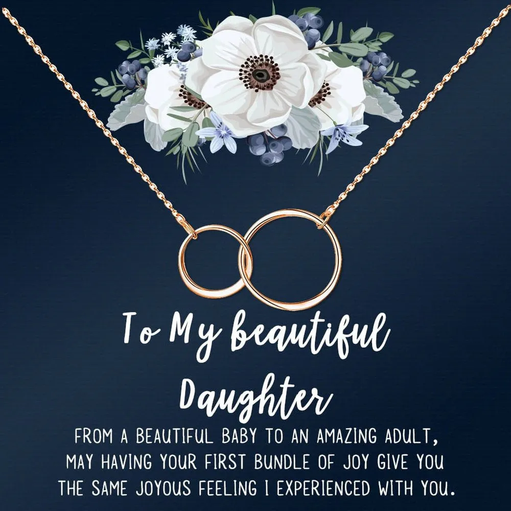 Personalized Daughter Mother's Day Jewelry, New Mom Mother's Day Gift, Custom Card for Daughter Mother's Day Gift, New Mom Mother's Day Gift [Rose Gold Infinity Ring, Personalized Card]