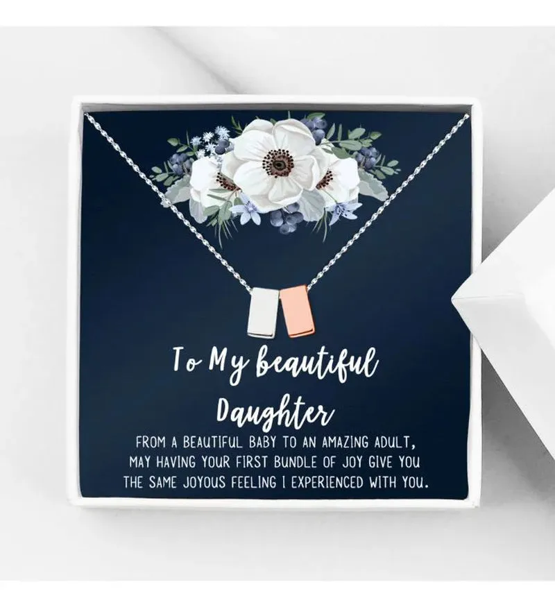 Personalized Daughter Mother's Day Jewelry, New Mom Mother's Day Gift, Custom Card for Daughter Mother's Day Gift, New Mom Mother's Day Gift [Rose Gold Infinity Ring, Personalized Card]