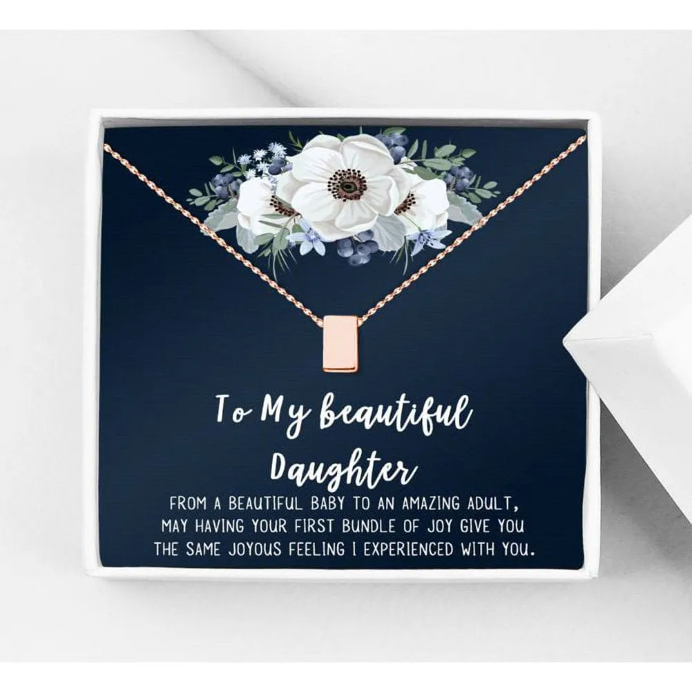 Personalized Daughter Mother's Day Jewelry, New Mom Mother's Day Gift, Custom Card for Daughter Mother's Day Gift, New Mom Mother's Day Gift [Rose Gold Infinity Ring, Personalized Card]