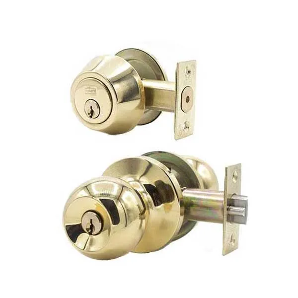 Premium Combo Lockset - Polished Brass - Entrance - Grade 3 - KW1