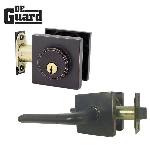 Premium Contemporary Leverset & Deadbolt Combo Lock - Square Rose - Oil Rubbed Bronze - Grade 3 - (SC1 / KW1)