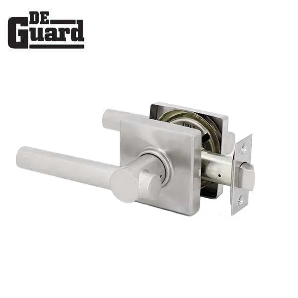 Premium Contemporary Leverset & Deadbolt Combo Lock  - Square Rose - Satin Stainless - Grade 3 - (SC1 / KW1)