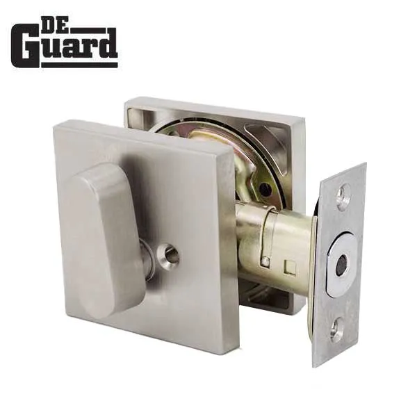 Premium Single Cylinder Contemporary Deadbolt - Square Rose - Satin Stainless -  Grade 3 - ( SC1 / KW1 )