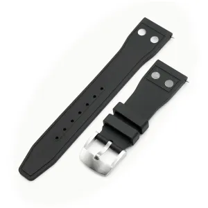 Quick Release Black Rivet Pilot FKM rubber watch strap