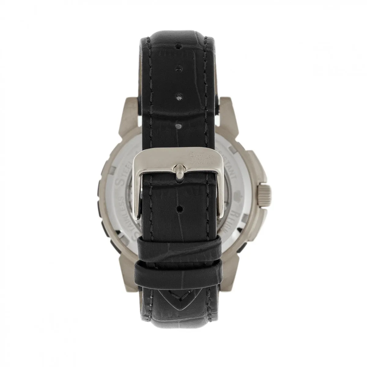 Reign Philippe Automatic Skeleton Leather-Band Watch - Black/Silver