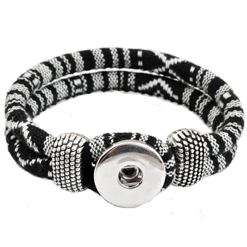 Rivca Jewelry Bohemian Personalized Braided Charm Leather Bracelet For Woman 18mm Snap Button Bracelets Bangles Man P00010