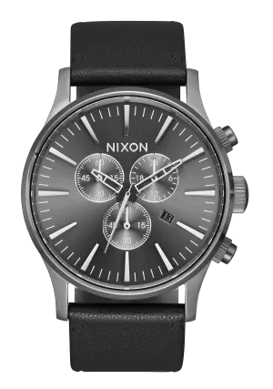 Sentry Chrono Leather - All Gunmetal / Black