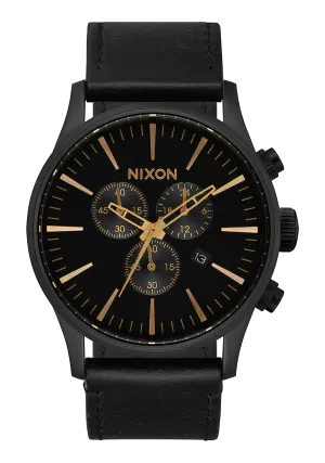 Sentry Chrono Leather - Matte Black / Gold / Black