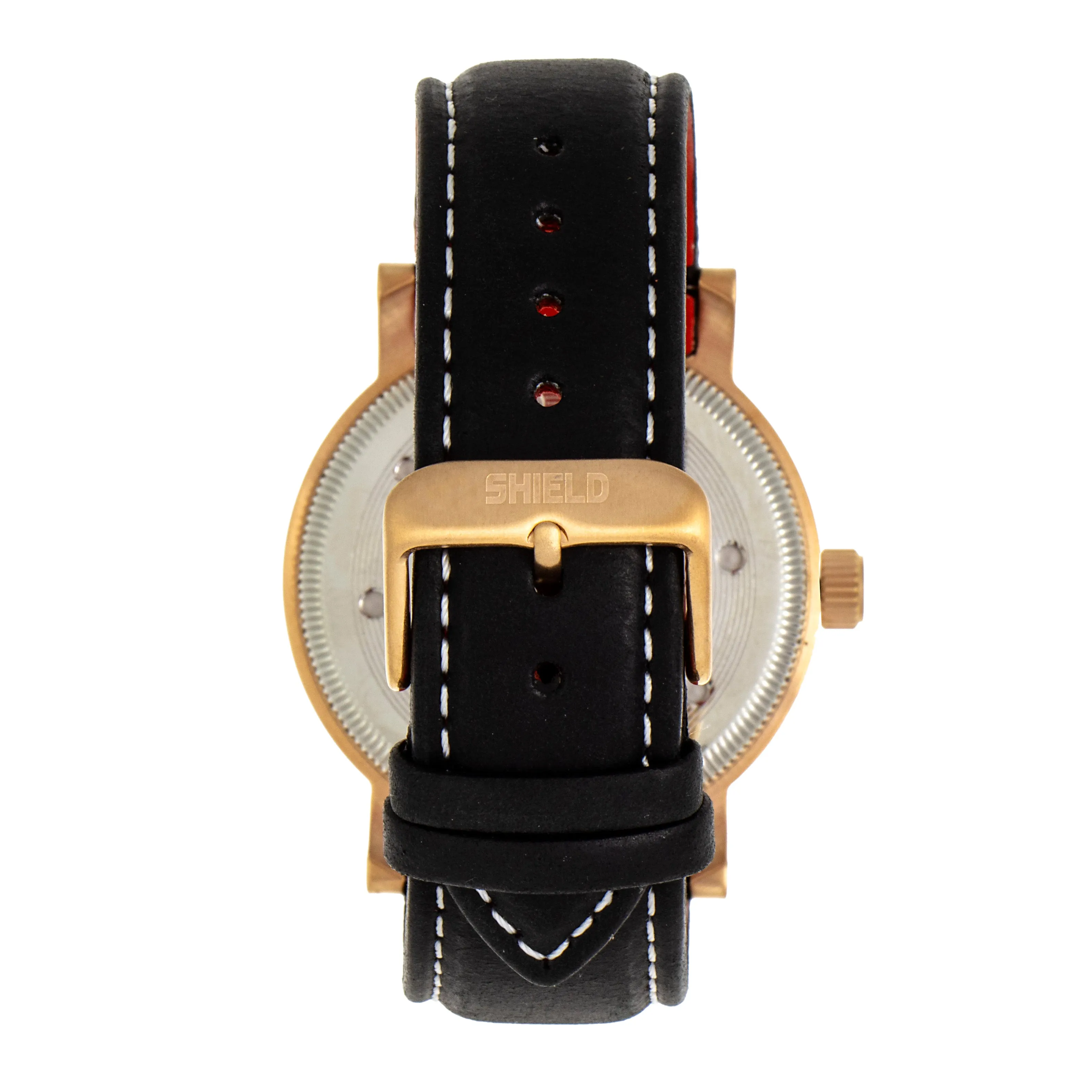 Shield Gilliam Leather-Band Men's Diver Watch - Gold/Black