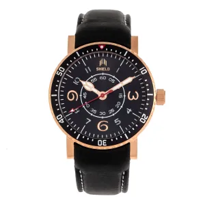 Shield Gilliam Leather-Band Men's Diver Watch - Rose Gold/Black