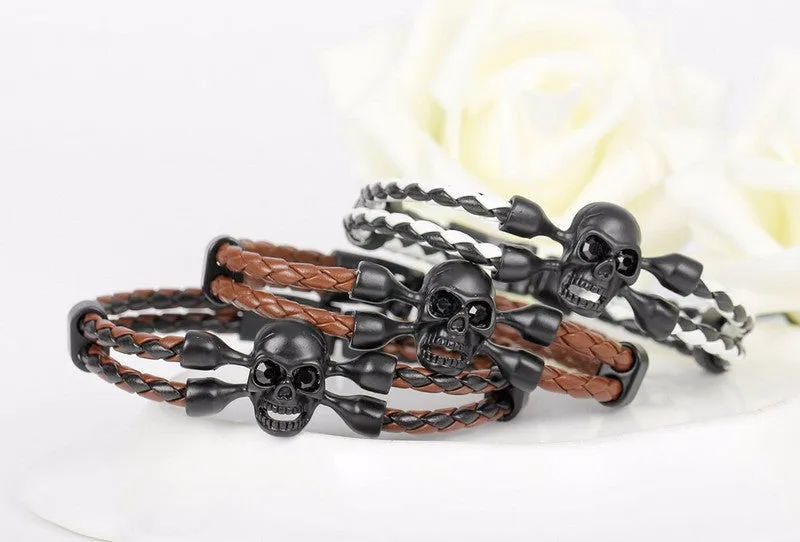 Skull Leather Men Bracelet