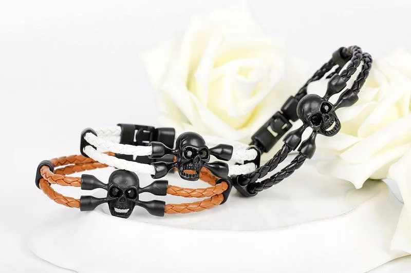 Skull Leather Men Bracelet