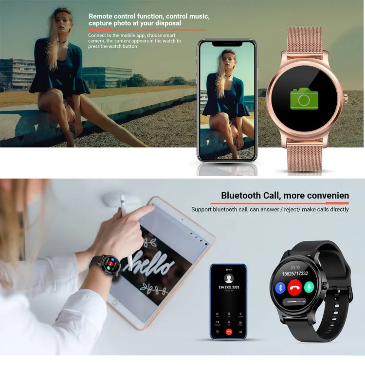 SMA-R2 1.3 inches IPS Screen Smart Watch IP65 Waterproof,Support Call /Message Reminder /Dual-mode Bluetooth 3.0   4.0/ Sleeping Monitoring /Sedentary Reminder (Rose Gold Metal Strap)