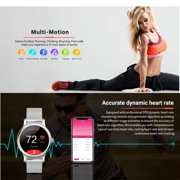 SMA-R2 1.3 inches IPS Screen Smart Watch IP65 Waterproof,Support Call /Message Reminder /Dual-mode Bluetooth 3.0   4.0/ Sleeping Monitoring /Sedentary Reminder (Rose Gold Metal Strap)