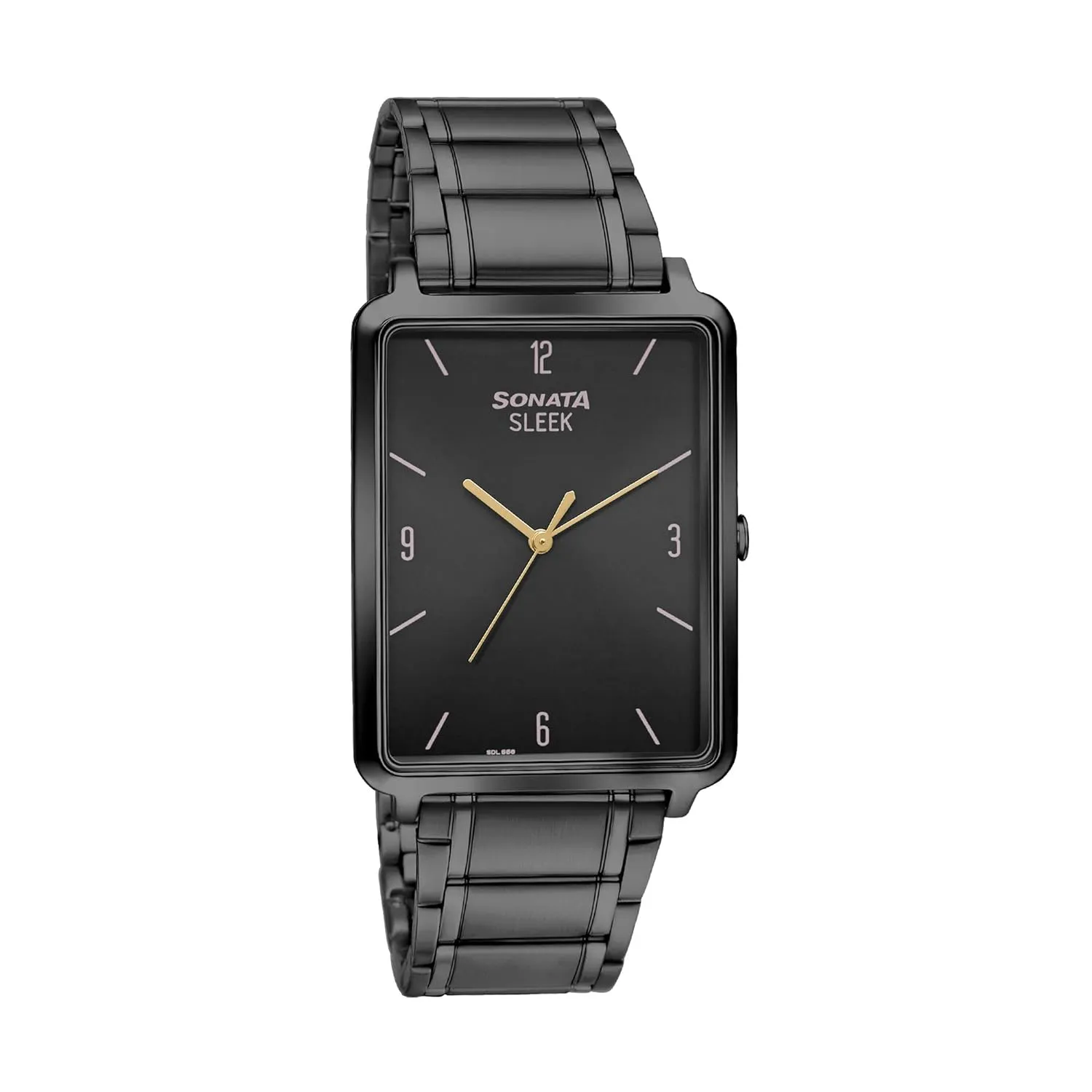 Sonata, Men's Watch Sleek Collection, Black Dial Black Stainless Steel Strap, 7144NM01