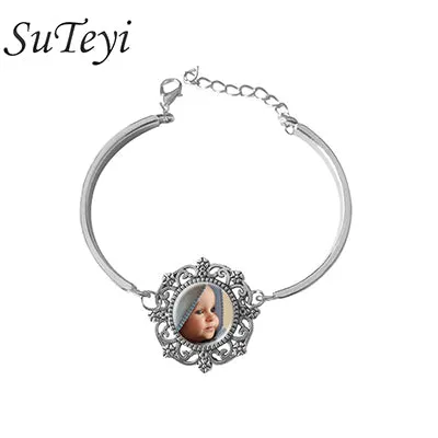 SUTEYI Personalized Custom Golden Bracelet Photo Of Your Baby Mum Of The Child Grandpa Parent Well-Beloved For The Family Gift