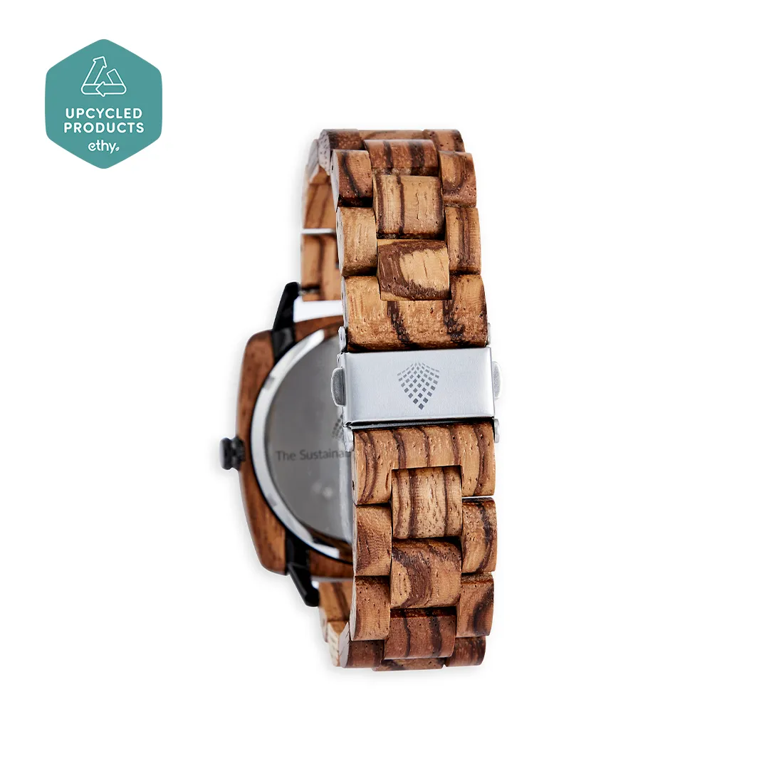 The Oak Watch - Handcrafted Vegan Timepiece | Eco-Friendly & Stylish, Upcycled Zebrawood