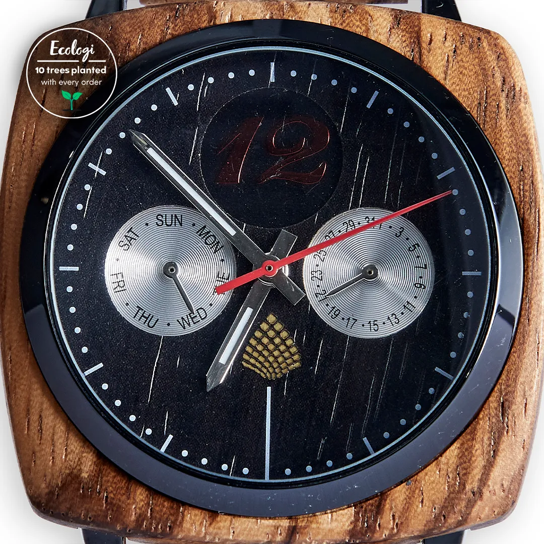 The Oak Watch - Handcrafted Vegan Timepiece | Eco-Friendly & Stylish, Upcycled Zebrawood