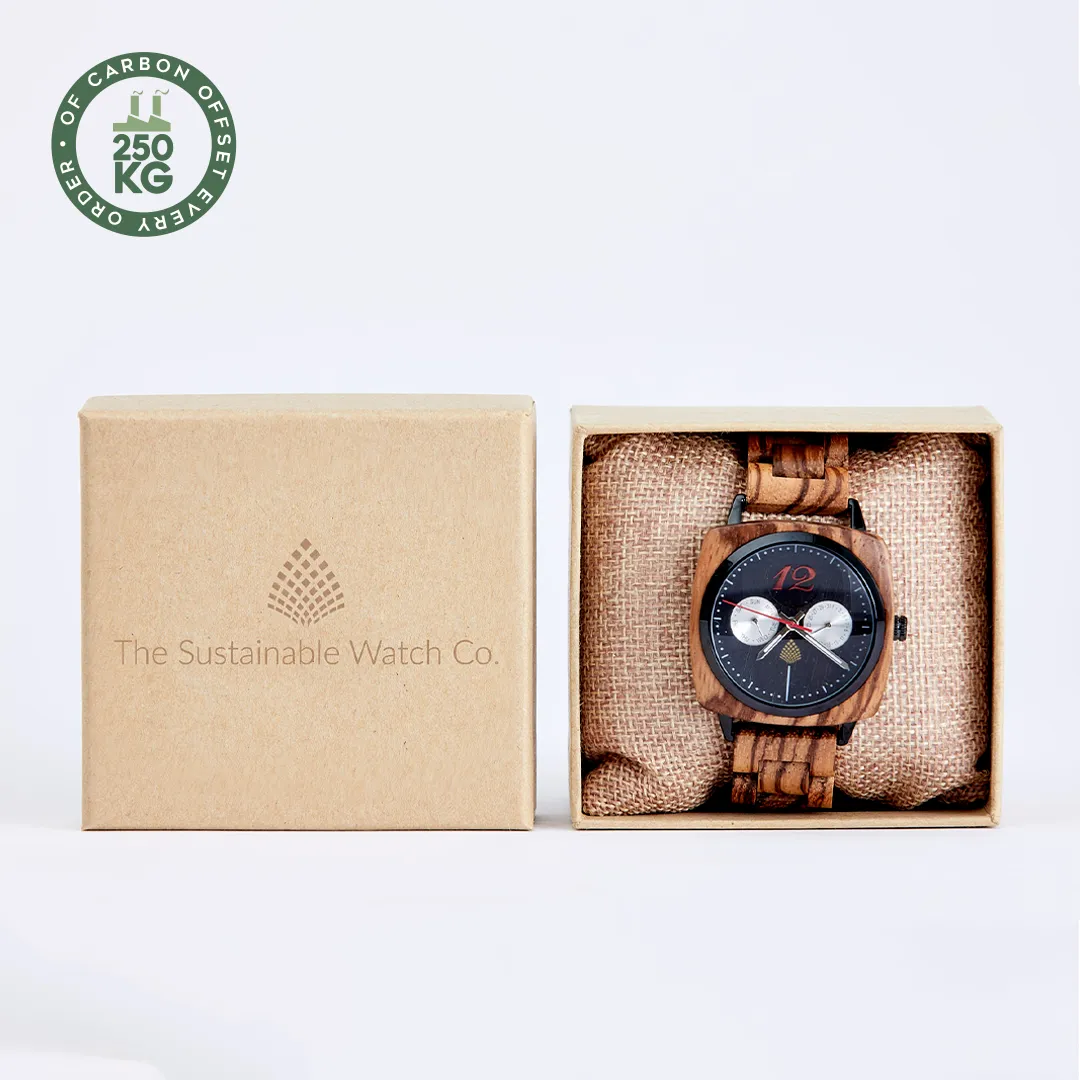 The Oak Watch - Handcrafted Vegan Timepiece | Eco-Friendly & Stylish, Upcycled Zebrawood