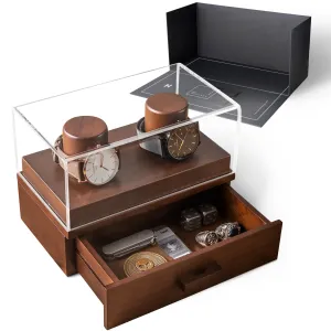 The Weekender Handcrafted Wooden Watch Display Case for 2 Watches