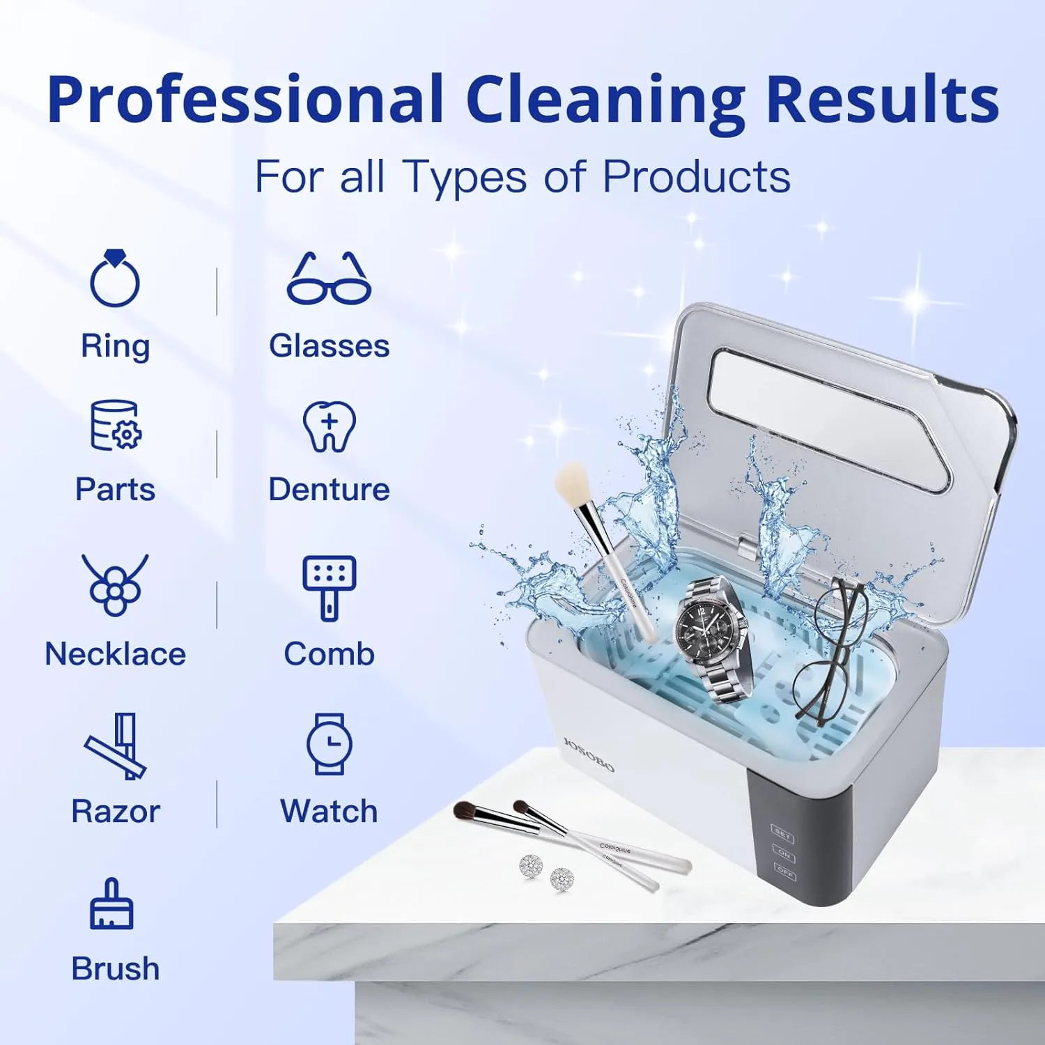 Ultrasonic Jewelry Cleaner, Ultrasonic Cleaner Machine with Digital Timer and 304 Stainless Steel Tank