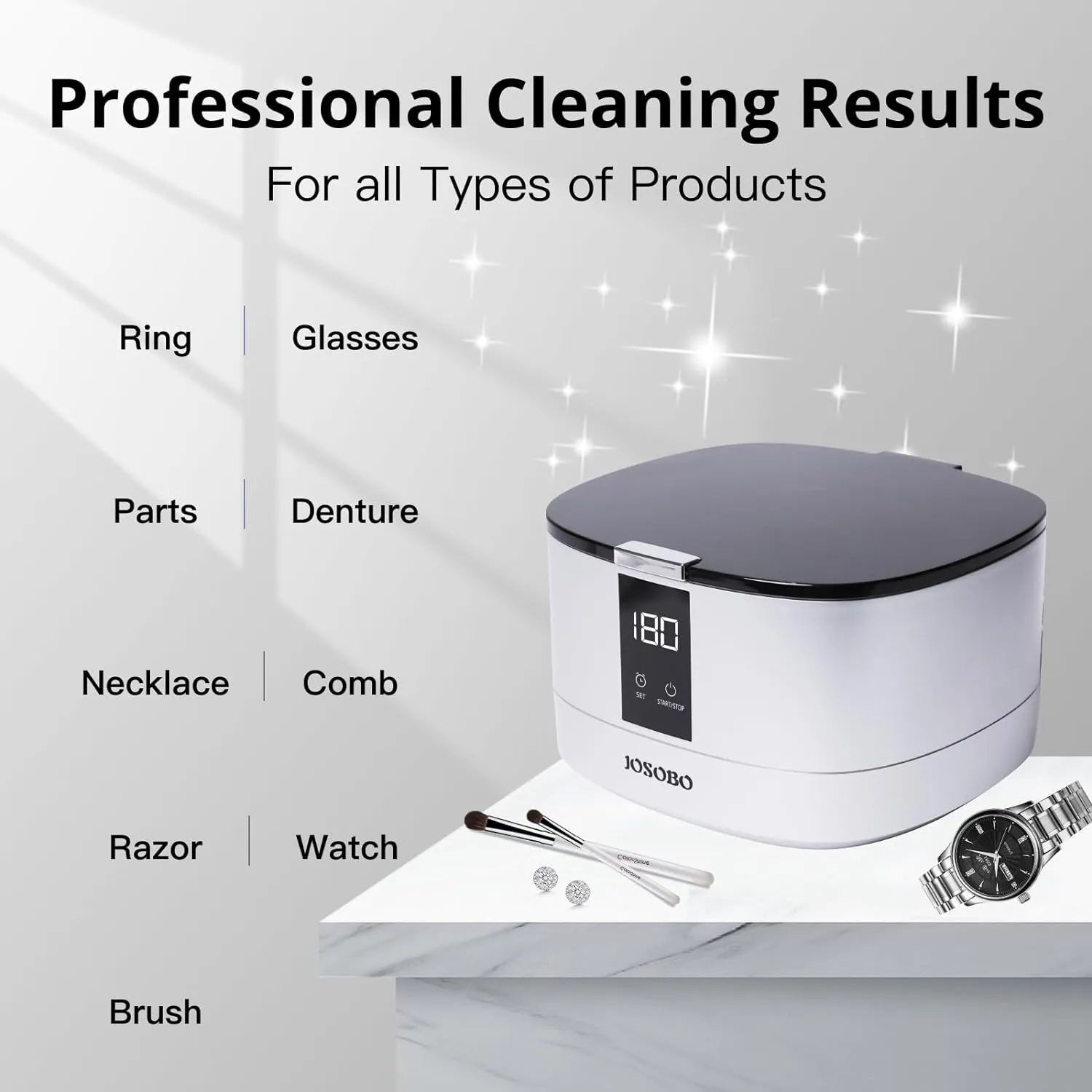 Ultrasonic Jewelry Cleaner, Ultrasonic Cleaner Machine with Digital Timer and 304 Stainless Steel Tank