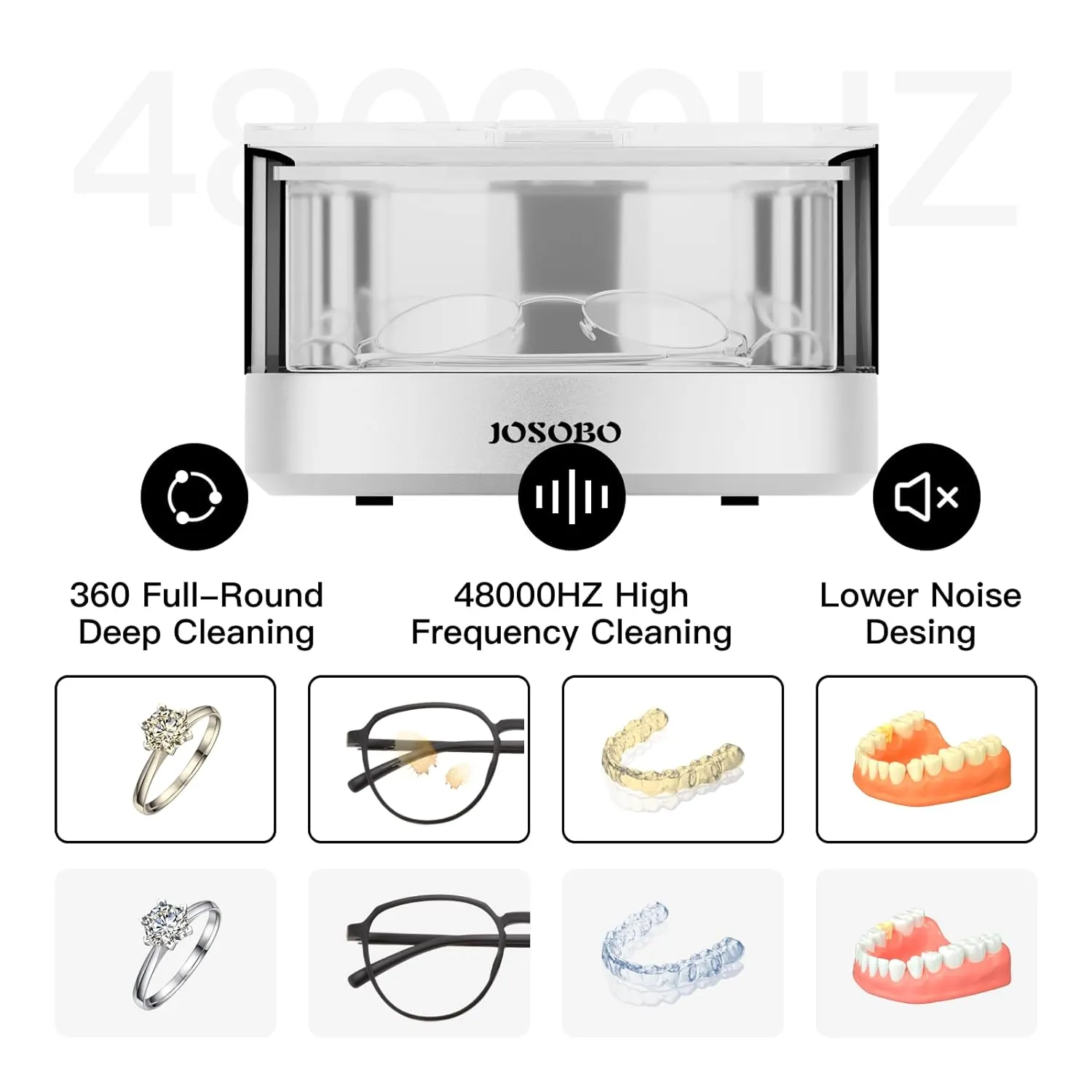 Ultrasonic Jewelry Cleaner, Ultrasonic Cleaner Machine with Digital Timer and 304 Stainless Steel Tank