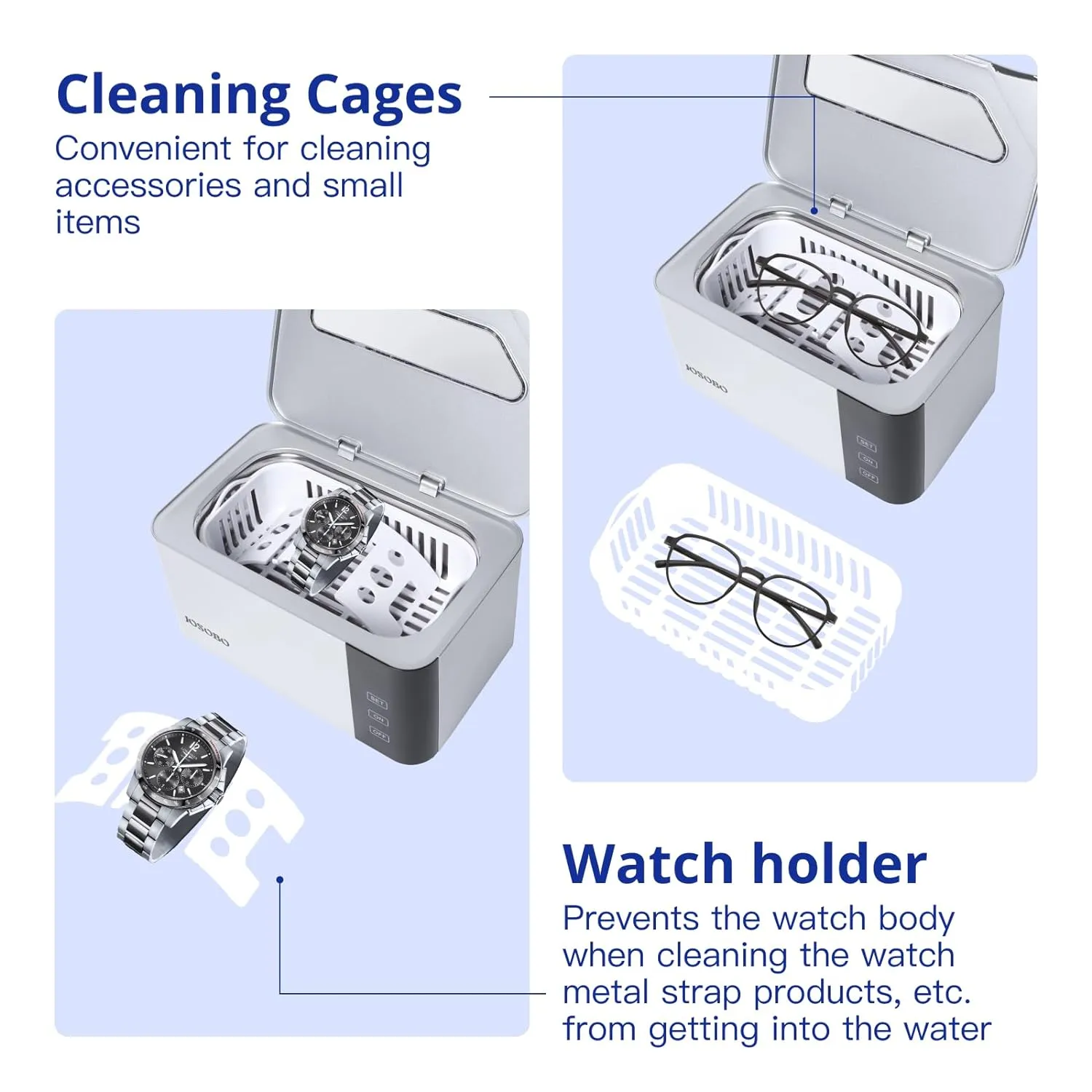 Ultrasonic Jewelry Cleaner, Ultrasonic Cleaner Machine with Digital Timer and 304 Stainless Steel Tank