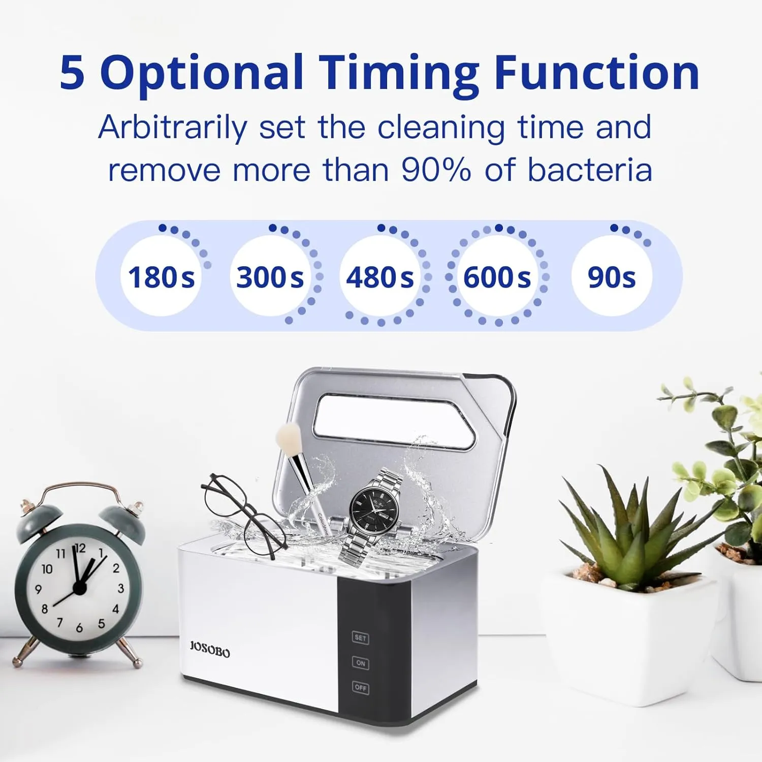 Ultrasonic Jewelry Cleaner, Ultrasonic Cleaner Machine with Digital Timer and 304 Stainless Steel Tank